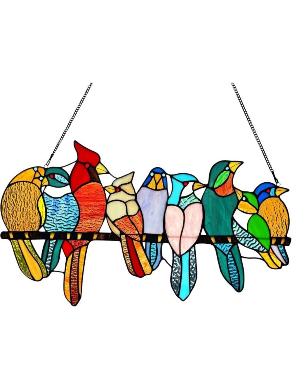 Colorful Stained Glass Bird Suncatcher - Handmade Window Hanging Decor Gift for